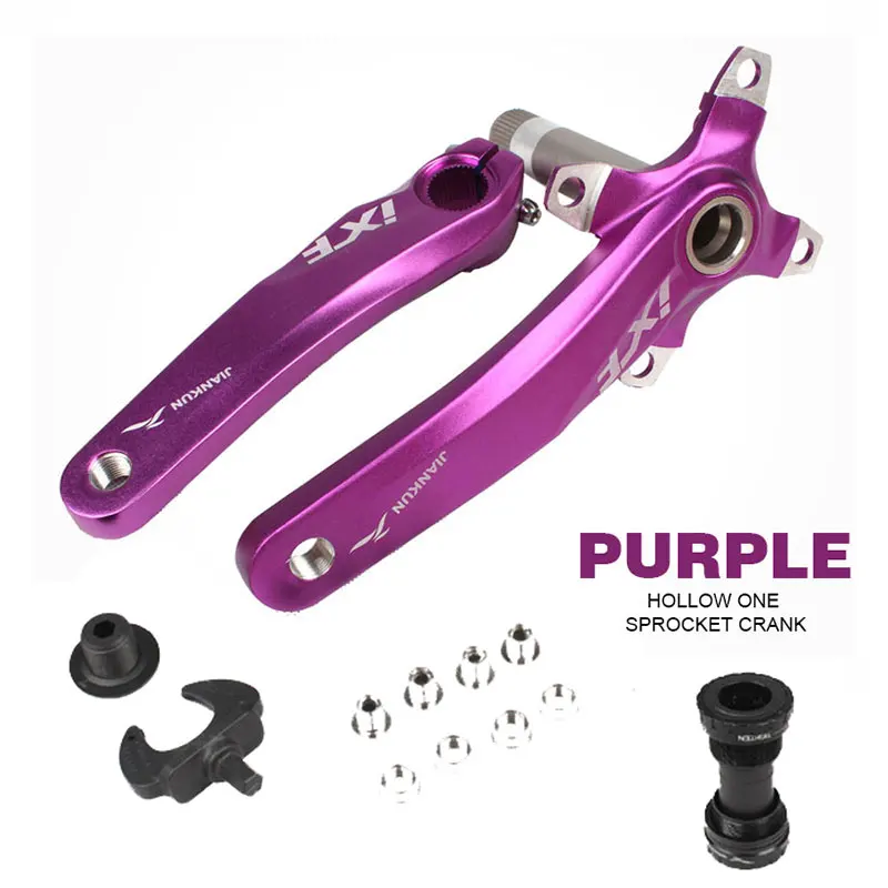104BCD MTB велосипед диаметра окружности болтов с нижней поверхностью Алюминий сплав шатун со звездочками для велосипеда рукоятка MTB для MTB дорожный велосипед аксессуары 6 видов цветов - Цвет: Purple with BB
