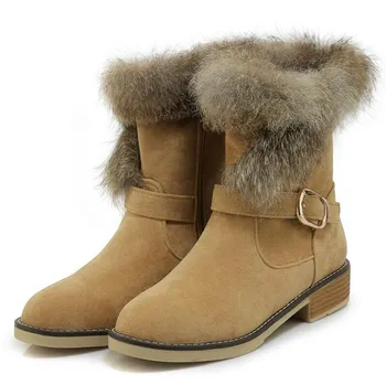 

Sapato Feminino Women Boots Low Square Heels Shoes Woman Autumn Winter Snow Warm Casual Booties Plush Girls Chaussures XZ181622