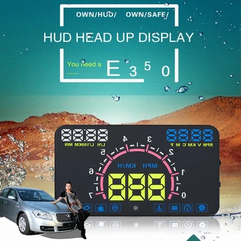 

hud display car 5.8 "Head-Up Display Acceleration Warning OBD2 Car HUD Vehicle Windshield E350 Projector Digital speedometer car