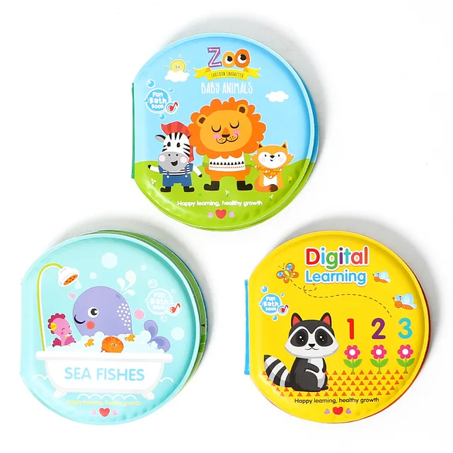 Waterproof Kid Early Learning Cloth Books with BB Device Baby Baby Bath Toys Erly Educational Toy Zoo Marine Number Cloth Book