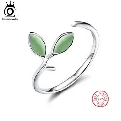 ORSA Драгоценности 100% Настоящее Серебряное кольцо для Для женщин листьев Романтический Регулируемая 2019 Модные Серебряные вечерние