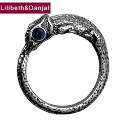 Симпатичные ящерица 925 Серебряное кольцо Для мужчин ювелирных камней натуральный камень кольцо открытие Для женщин подарок Fine Jewelry R6