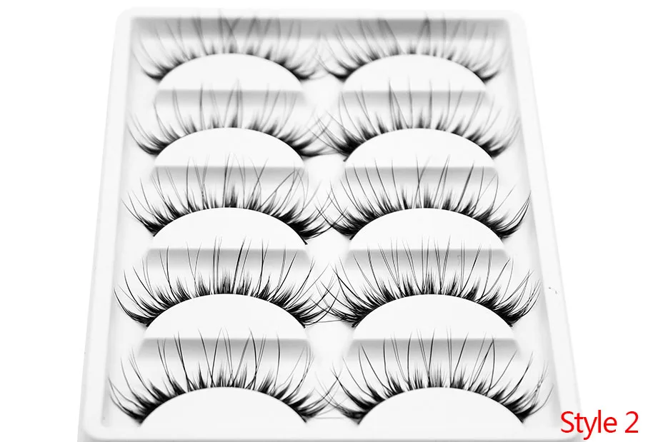 Kimcci 5 Pairs 6 Style Mink Lashes 3D Mink Eyelash Handmade Reusable Natural Faux Eyelashes Cruelty free False Lashes Cilia