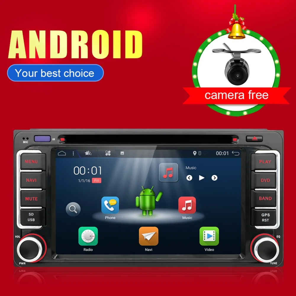 

6.2" Car Radio for Toyota android 7.1 Player 2 din dvd GPS navigation Wifi Mirror Link Bluetooth Car Radio AM/FM/RDS+CAM