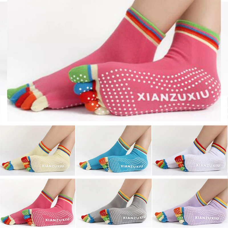 Women Sports Yoga Socks Toes Five Finger Pilates Cotton Socks Fitness Workout Anti Slip Open