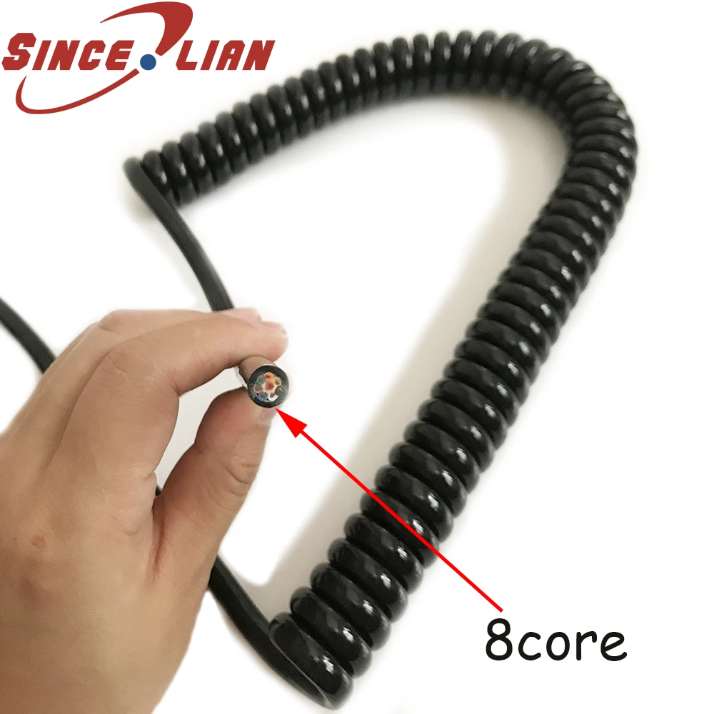 

Spiral Cable Telescopic Wire Spring Cable 8 core 0.5 Square Stretch 3M Cable for Manual Pulse Generator MPG Extensible Wire