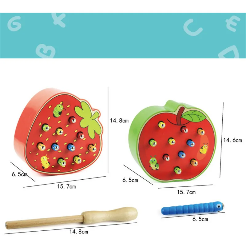 Caterpillar Eats The Apple Montessori Wooden Toys Baby Memory Training Matching Pair Game Math Early Education Interactive Toy 6
