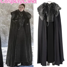 Костюм Сансы Старк наряд для косплея на Хэллоуин Игра престолов Сезон 8 костюмы Winterfell Sansa Stark платье плащ на заказ