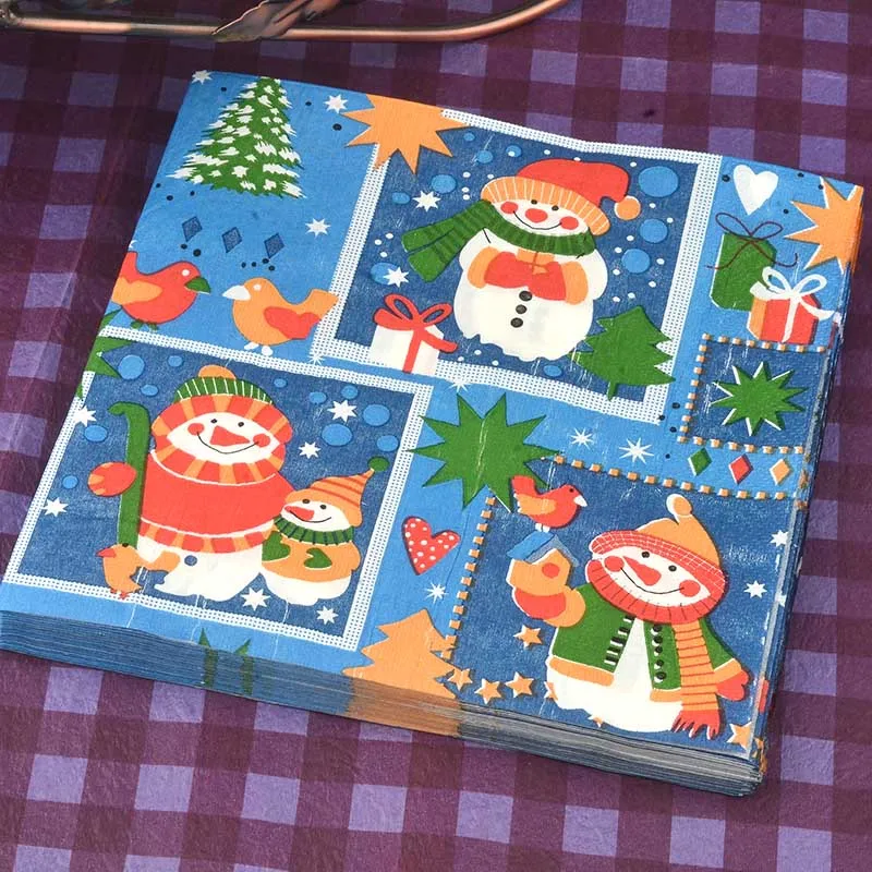 Snowman Christmas tree Paper Napkin for Cafe Party Home Festive Tissue