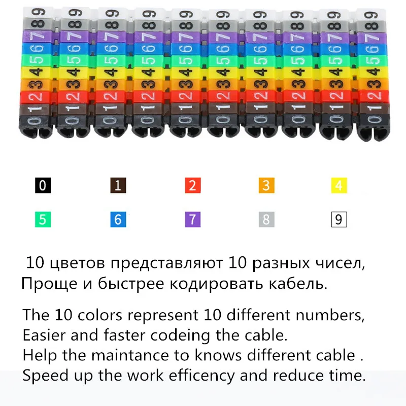 100 шт./лот 0-9 0123456789 0,75 мм2-6 мм2 арабские цифры M Тип CAT 6 зажим сетевой Ethernet провод номер этикетка трубка Кабель маркер