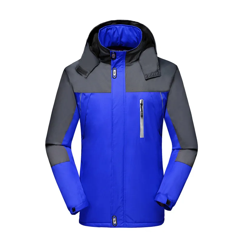 GEJIAN осенне-зимняя мужская теплая куртка плюс бархатное толстое пальто уличная ветрозащитная водонепроницаемая куртка модная куртка больших размеров Мужская - Цвет: Blue jacket