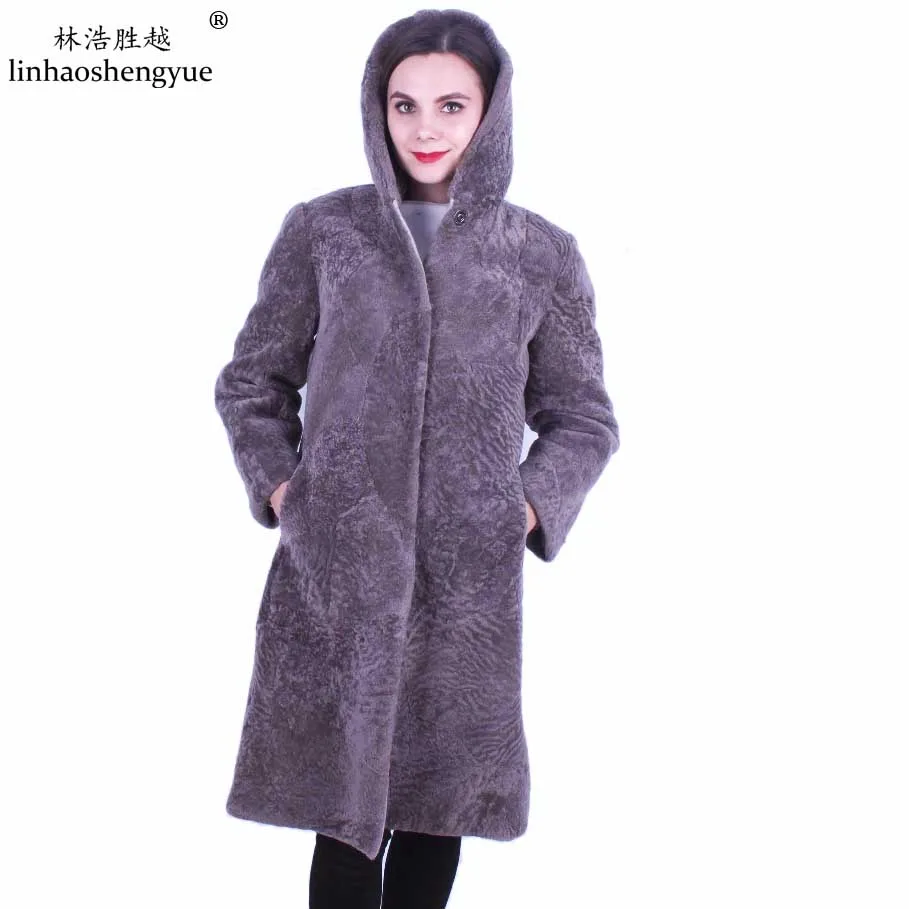 Linhaoshengyue модное женское качественное пальто из овчины, Женское зимнее кашемировое длинное меховое пальто