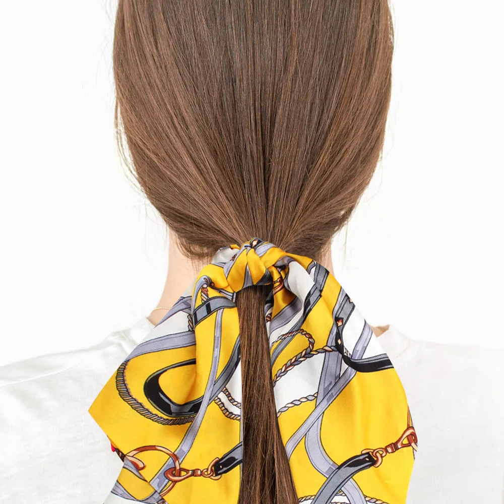 2019 новый модный цветной шарф для волос с принтом для женщин полоса эластичная резинка для волос Резиновые стримеры аксессуары для волос