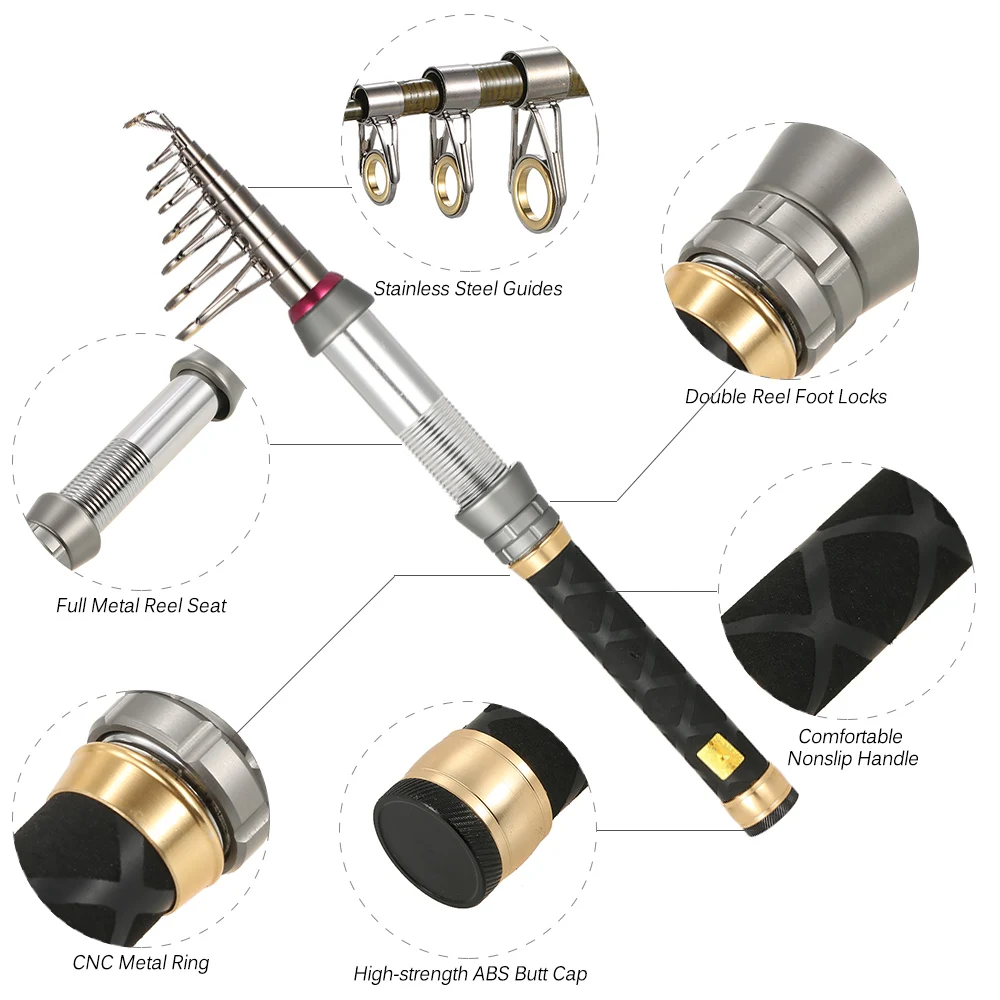 Lixada, 1,5 м, 1,8 м, 2,1 м, 2,4 м, телескопическая удочка, катушка, комбинированный полный комплект, спиннинговая Рыболовная катушка, леска, приманка, Рыболовный набор, Pesca