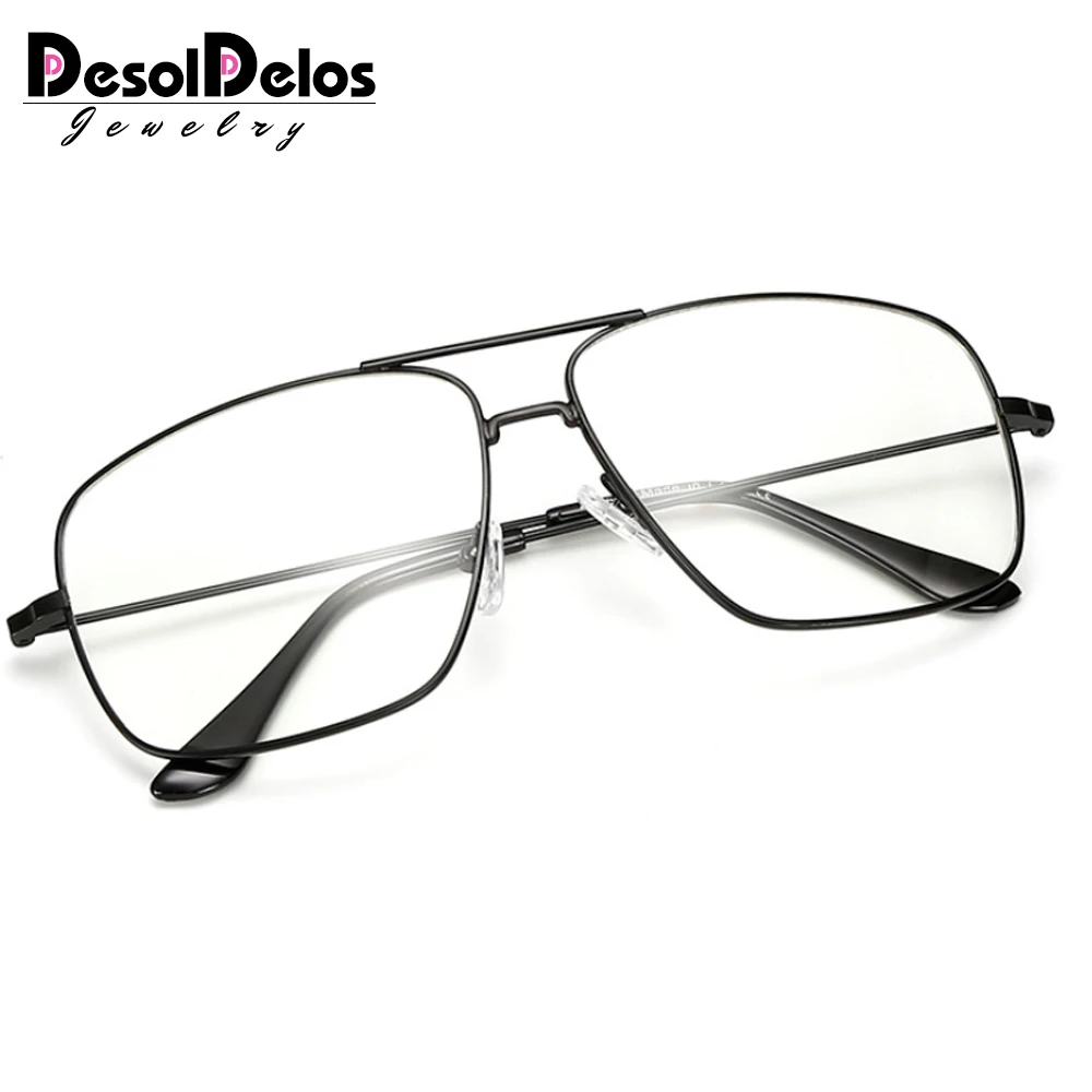 DesolDelos, Ретро стиль, золотая металлическая оправа, очки, мужские, женские, солнцезащитные очки, Ретро стиль, квадратные оптические линзы, очки, Nerd, прозрачные линзы, очки