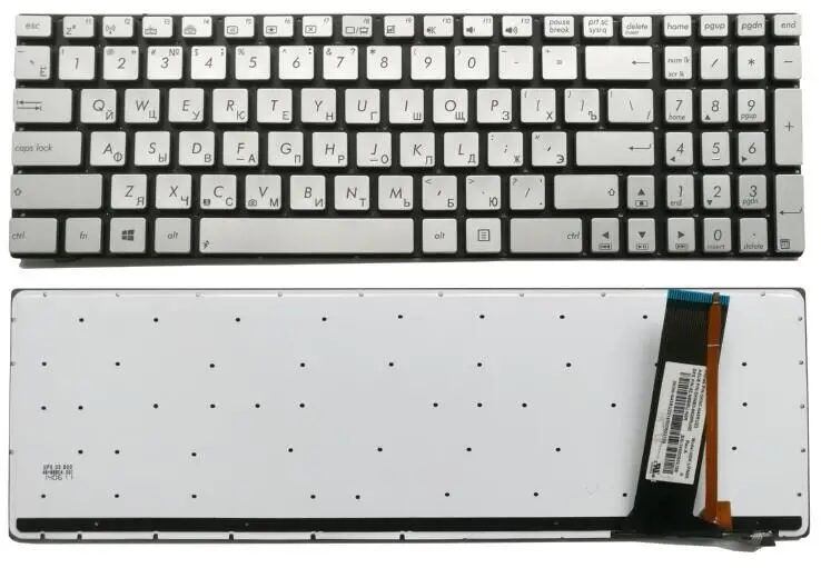 Новая русская Серебряная клавиатура для ноутбука ASUS N550 N550LF N550JV N750 Серебристая русская клавиатура с подсветкой