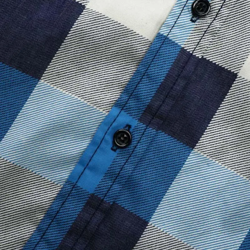 Fredd Marshall Men Plaid Shirts New Autumn Long Sleeve Slim Cotton Shirt Men  Brand Casual Denim Style Checks Blue Dress Shirts images - 6