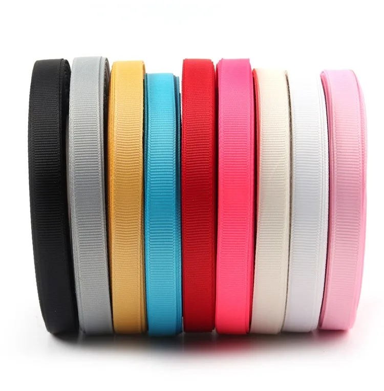 10mm 25 Yards Solid Grosgrain Ribbon Roll DIY Gift Packaging Bow