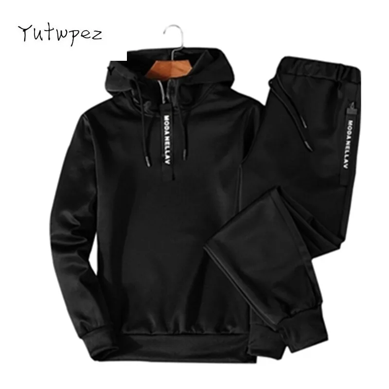 

Tracksuit Men Hoodies Men Winter Fleece Tracksuits Print Sportswear 2PC Jackets + Pants Sudaderas Hombre Fashion Sweat Suit Men