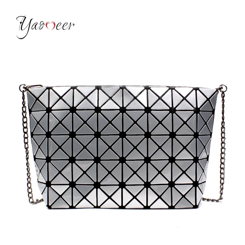

Yaomeer Geometric women messenger bags luxury handbags women bags designer Folded Laser Crossbody Bag Chain Ladies Clutch 009