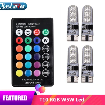 

4pcs RGB T10 W5W Led Car Clearance Lights SMD RGB T10 LED 194 168 Bulb Remote Width Interior Lighting Source Car Styling
