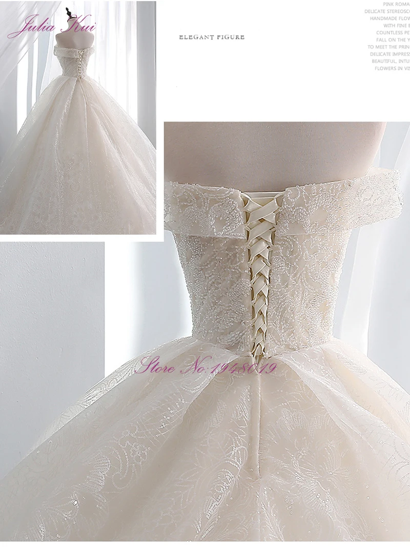 Julia Kui винтажное платье без бретелек кремовая круглая пуговица свадебное платье с открытыми плечами Дизайн кружевное свадебное платье