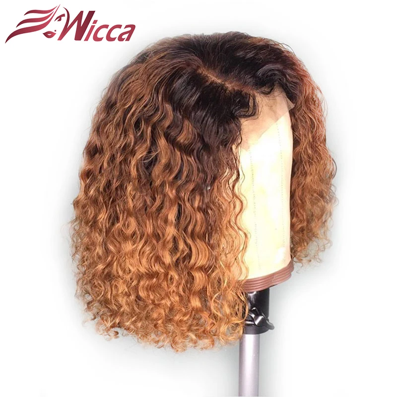 

Wicca Ombre Blonde Colored Kinky Curly 13X6 Lace Front Human Hair Wig Preplucked Glueless Brazilain Remy Hair