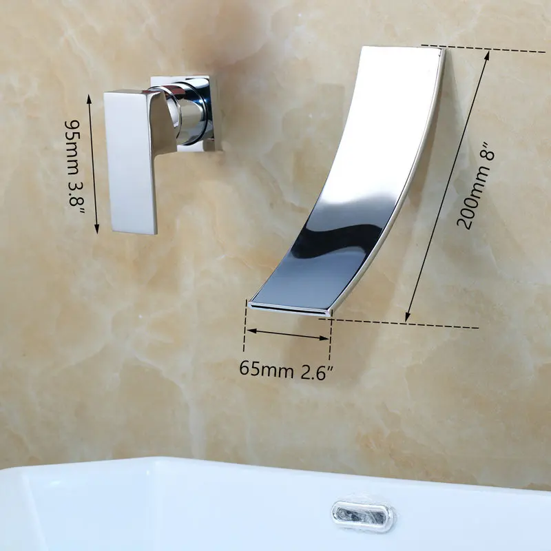 Monite Настенный Водопад Носик Хромированная, твердая, латунная Ванная комната раковина кран Одной ручкой горячей и холодной смесителя - Цвет: Bathtub Faucet 1