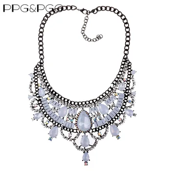 

PPG&PGG 2018 New Boho Style Crystal Choker Statement Necklace Luxury Maxi Bib Necklaces Jewelry Wholesale