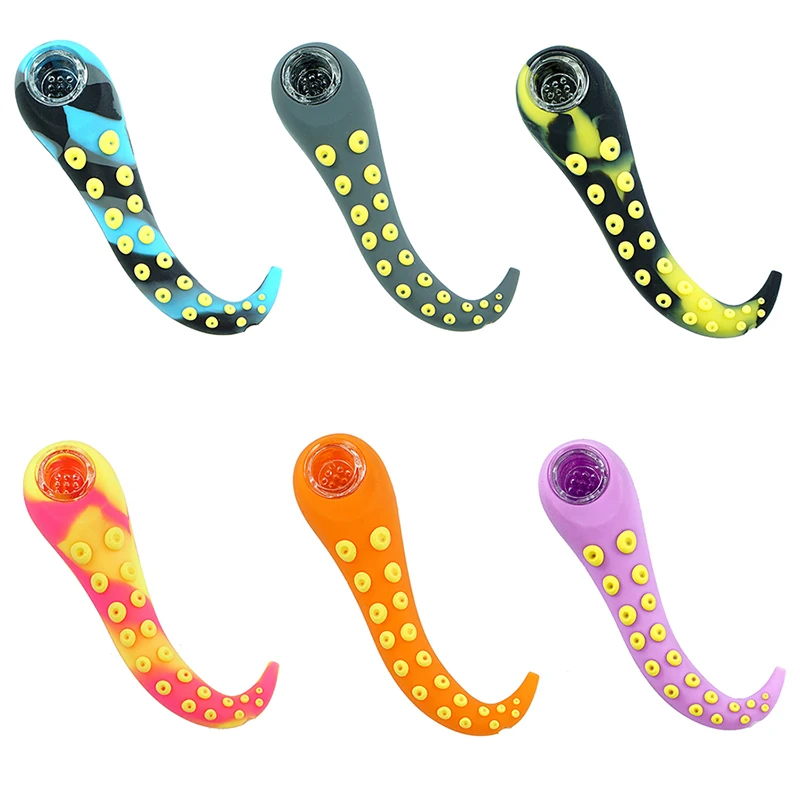 

1 piece Portable silicone smoking pipe, colorful FDA food grade silica gel pipe Diamond cut pipe ex factory price