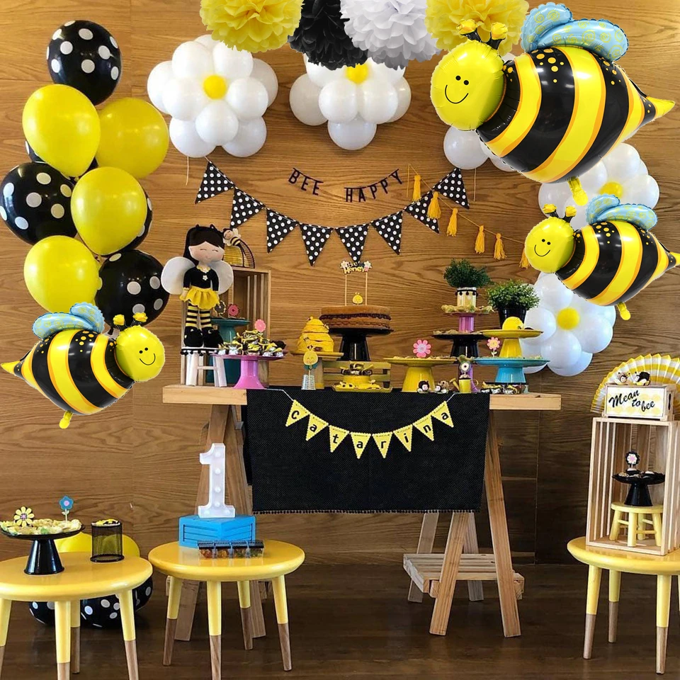 1Set Cute Honeybee Series Balloons Mommy To Bee Paper Banner Bee Cake Topper Baby Shower Kids Gift Birthday Party Decoration