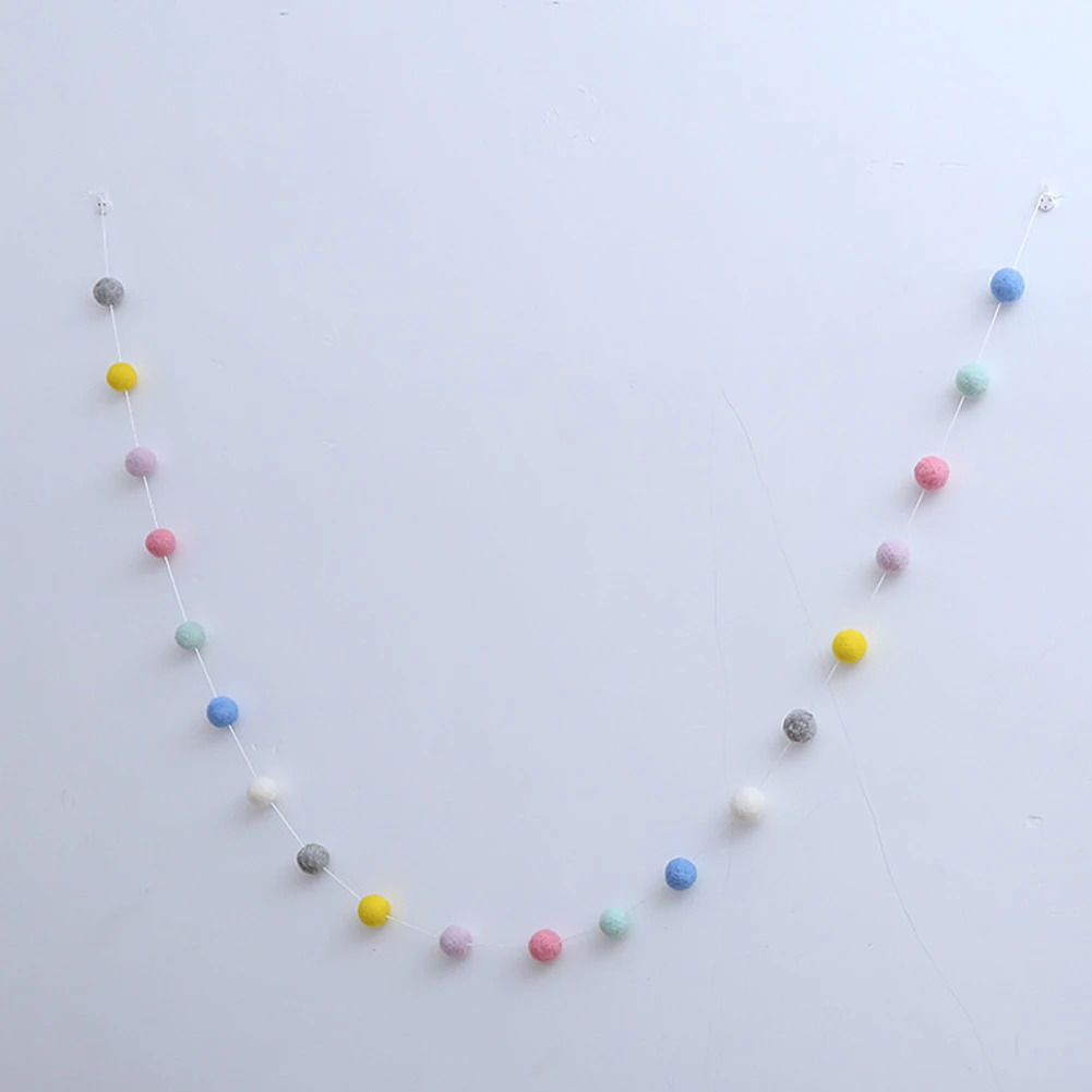 

String Hanging Ball 2m DIY Party Favor Soft Color Pom Hanging Ornaments Girls Handmade Felt Ball Cute Kids Room Home Decor