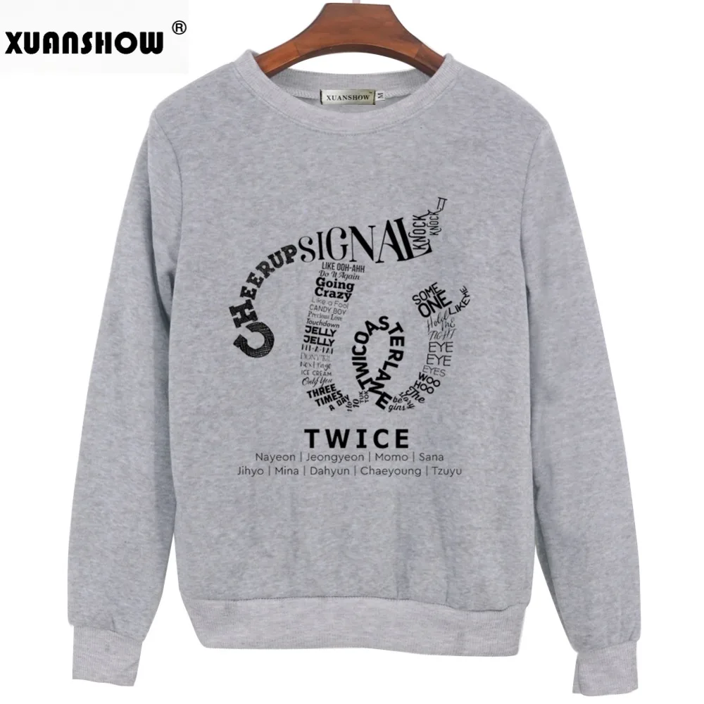  XUANSHOW TWICE Kpop Sweatshirt Hip Hop Album Shirt Casual Letters Printed Hoodies Clothes Pullover 