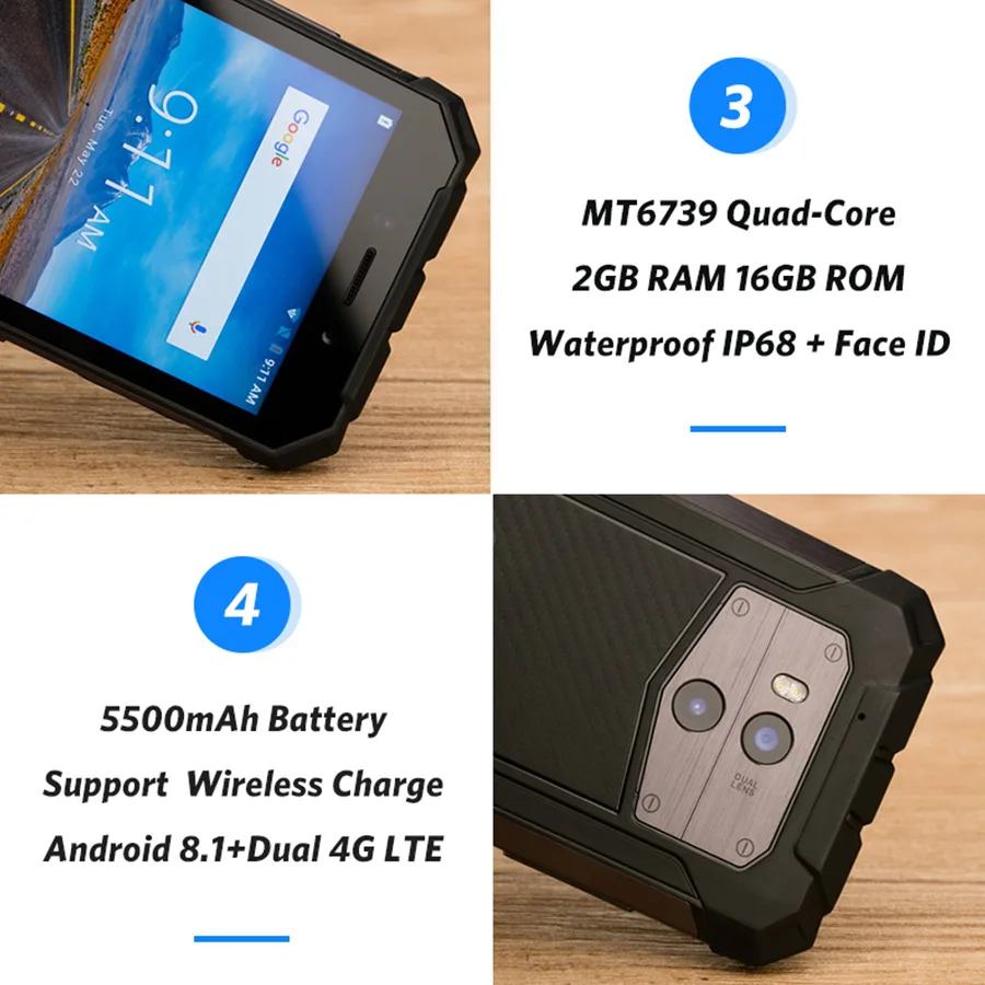 Ulefone Armor X Водонепроницаемый IP68 мобильный телефон 2 Гб ОЗУ 16 ПЗУ Android 8 1 MTK6739 18:9 5 &quotHD