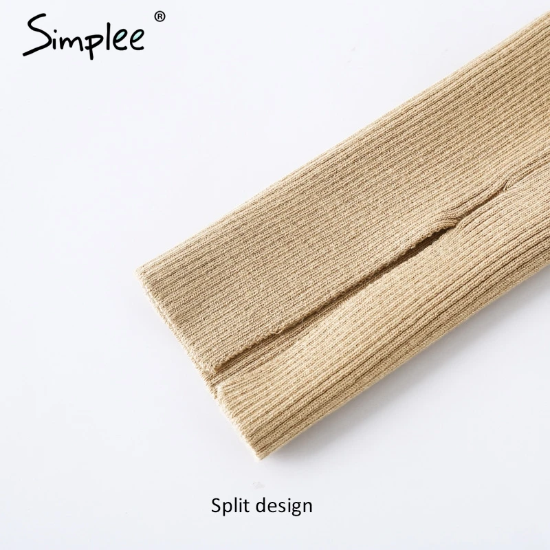 Simplee White knitted pullover sweater women Sexy elastic long sleeve knitting pullover Casual autumn winter jumper pullover