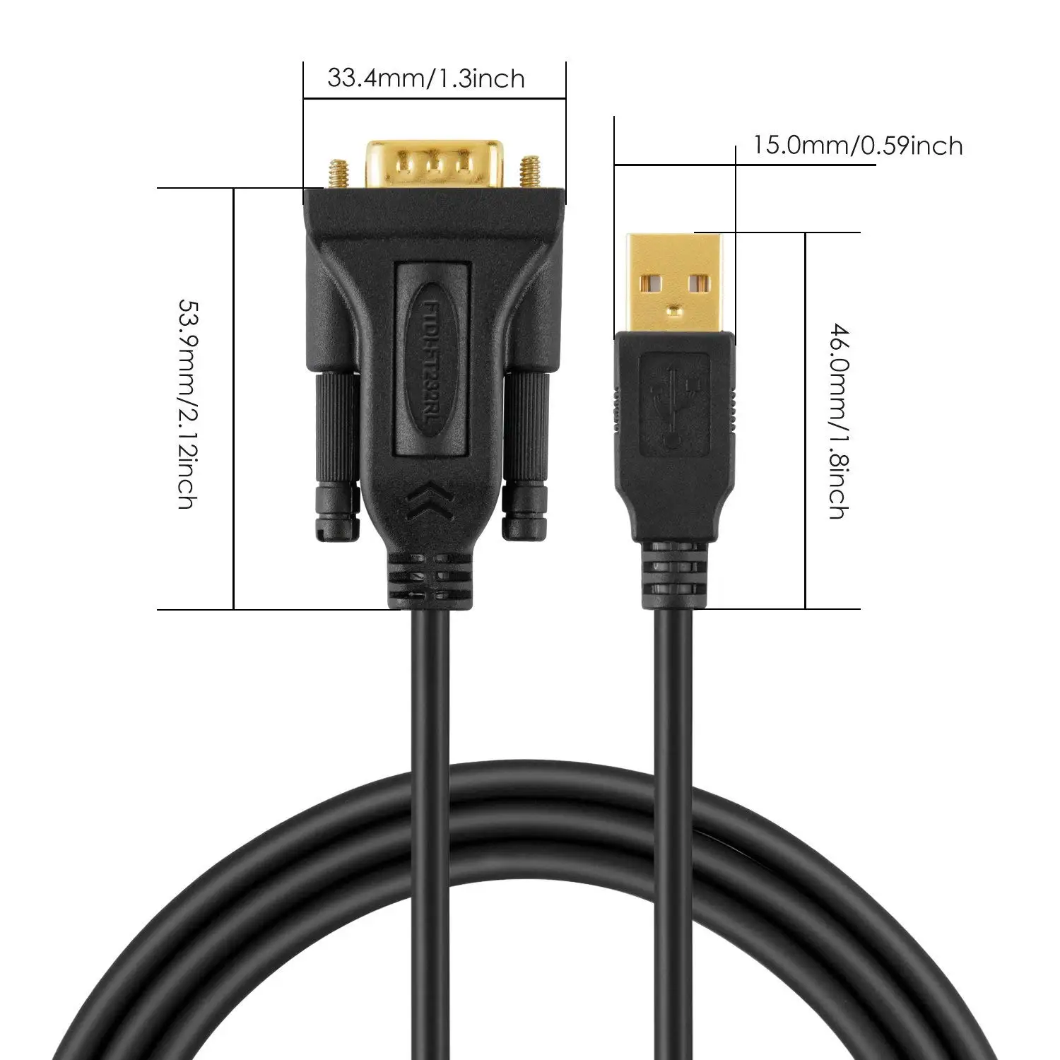 USB адаптер RS232 с чипсетом FTDI позолоченный 2 0 штекер DB9 последовательный конвертер