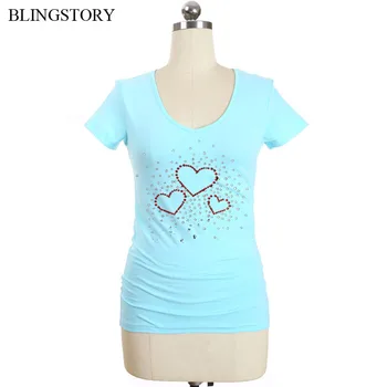 

BLINGSTORY Bead V-neck Summer Tops Short Sleeve Plus Size 5xl Cotton Women Tshirts Drop shipping