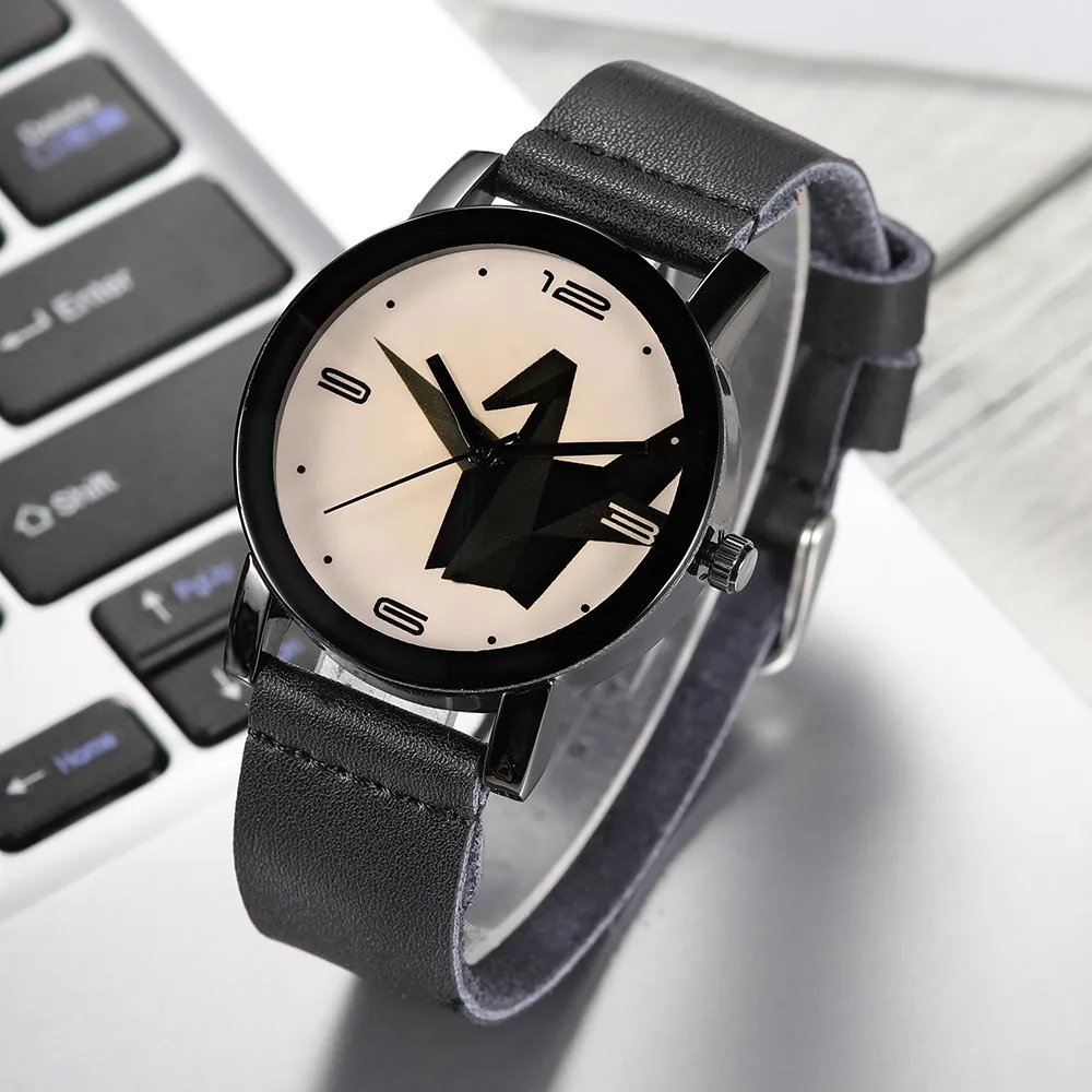 

2019 Fashion Large Dial Military Quartz Men Watch Leather Sport watches Paper Crane Leather Band Analog Alloy Quartz Watch 5.13
