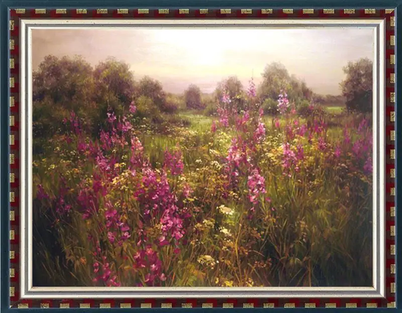 Oil painting Original art Landscape Flower on Canvaso