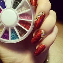 2016 Brand New 12 Colors Steels Beads Studs For Nail Metal Caviar Design Wheel Charms 3D Decorations Nail Art Supplies Cosmetics