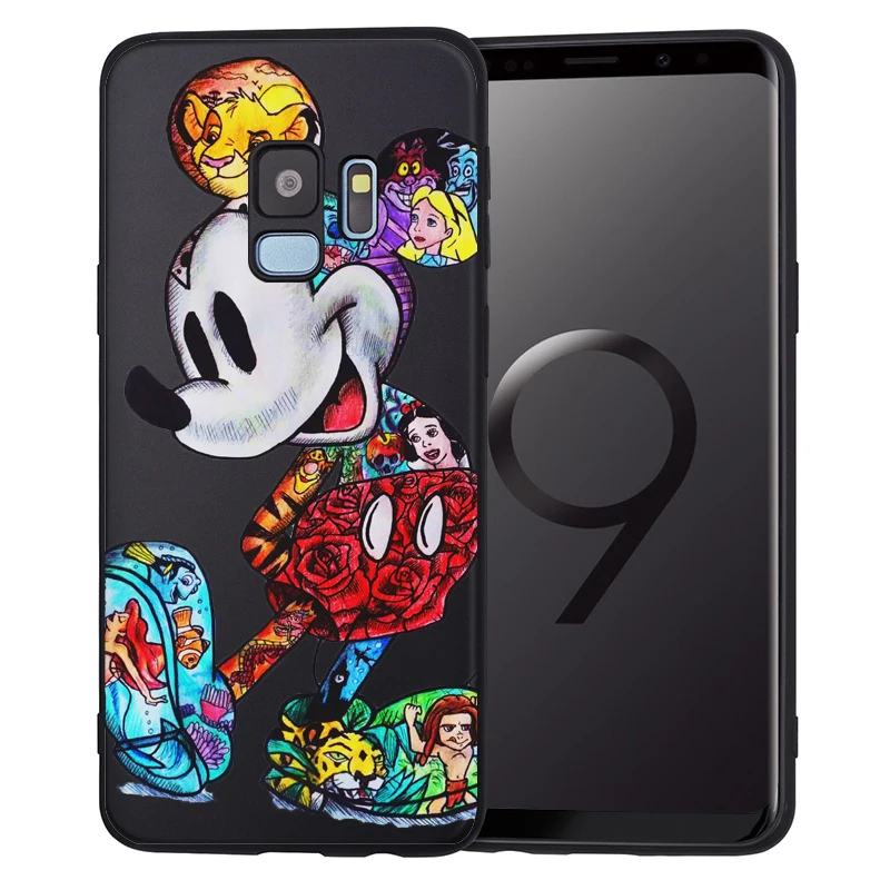 Cute Stitch Minnie Mickey For Cover Samsung Galaxy S10 S9 S8 Plus S6 S7 Edge S10 Lite Black Soft TPU Phone Protective Back Cover