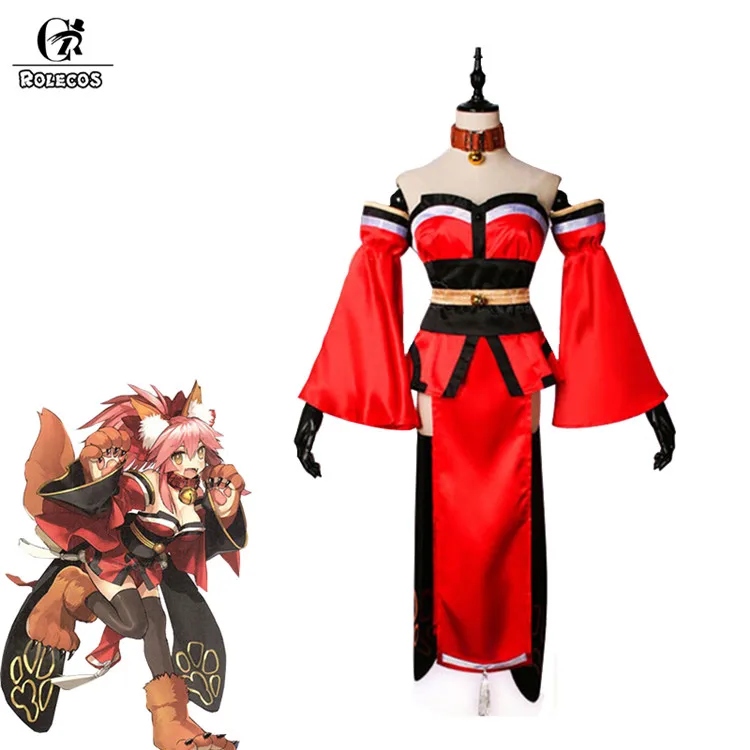 ROLECOS игра Fate Grand заказ косплей костюм tamamo no Mae костюм Красная Сексуальная Короткая юбка для женщин карнавальный костюм Юбки - Цвет: Tamamo no Mae