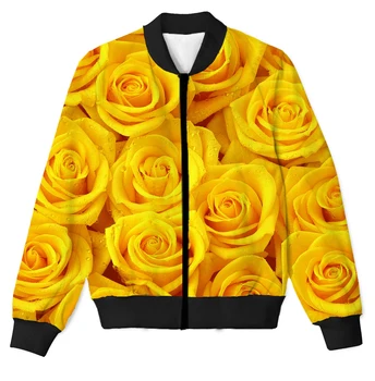 

REAL American US SIZE Custom yellow roses 3D Sublimation print Zipper Up Jacket plus size 4XL 5XL 6XL