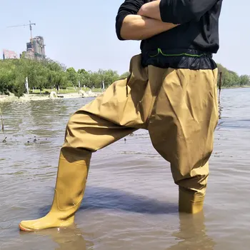 

Thickening 0.75mm Fishing Waders Boots 110cm Waist Breathable Mesh Fishing Waders Waterproof PVC Boots Soft Soles Fishing Waders