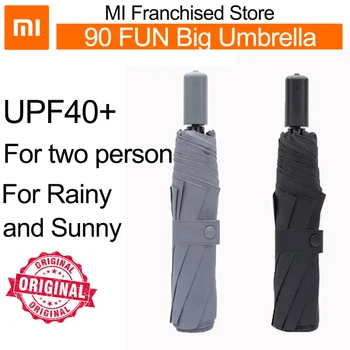 

Xiaomi umbrella for sunny and rainy Folding Aluminum Alloy Tube Practical Non-automatic 90 fun black gray Umbrellas for men girl