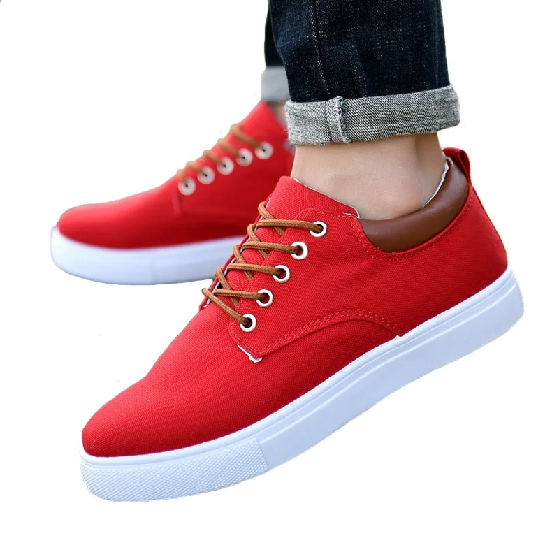 

2019 new high quality men lace-up canvas shoes wild casual shoes trend super large low shoes fashion breathable student shoes