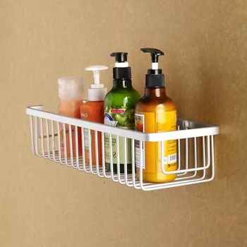 

1PC Bathroom Shelves Chrome Silver Wall Rack Towel Hooks Washing Shower Cosmetic Basket Home Accessories Bath Shelf OK 0718