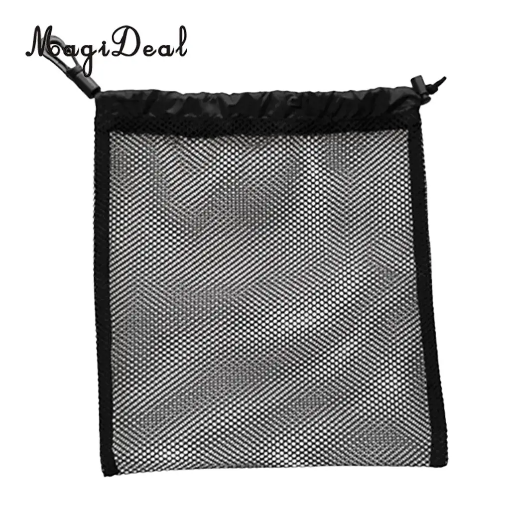 Durable Snorkeling Diving Mesh Nets Bag Pouch Kayak Boat Golf Tennis 30 Ball Carrying Holder Storage Clip On Caddy Pouch 20x24cm