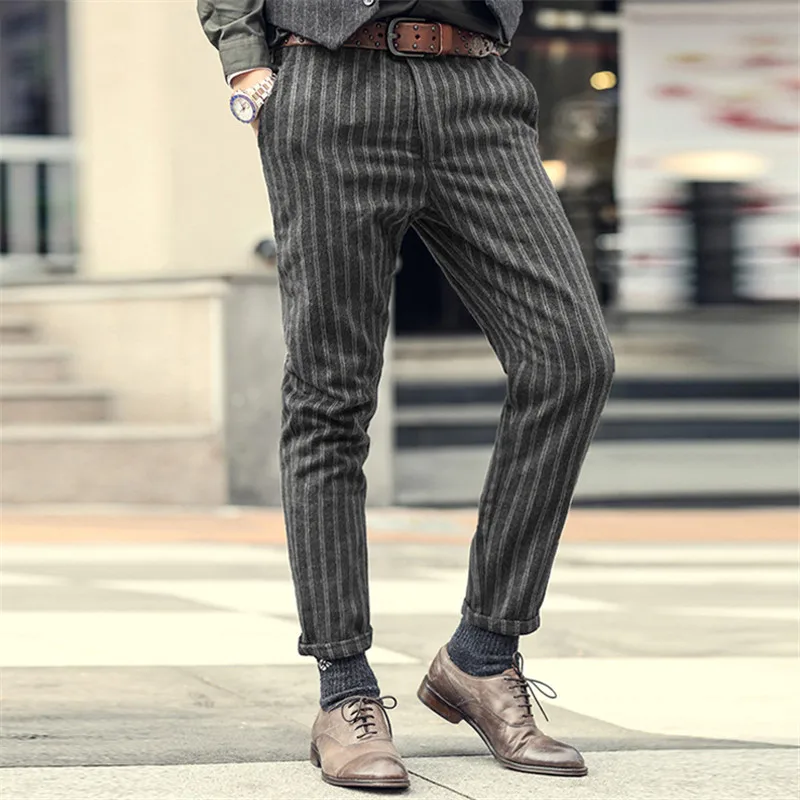 Новая Англия Стиль Весна Для мужчин Slim Fit прямые длинные Штаны мужской