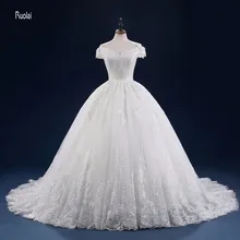 vestidos de noiva Applique Lace Ball Gown Wedding Dress 2017 robe de mariage Off the Shoulder Long Bridal Dress Lace Up Back